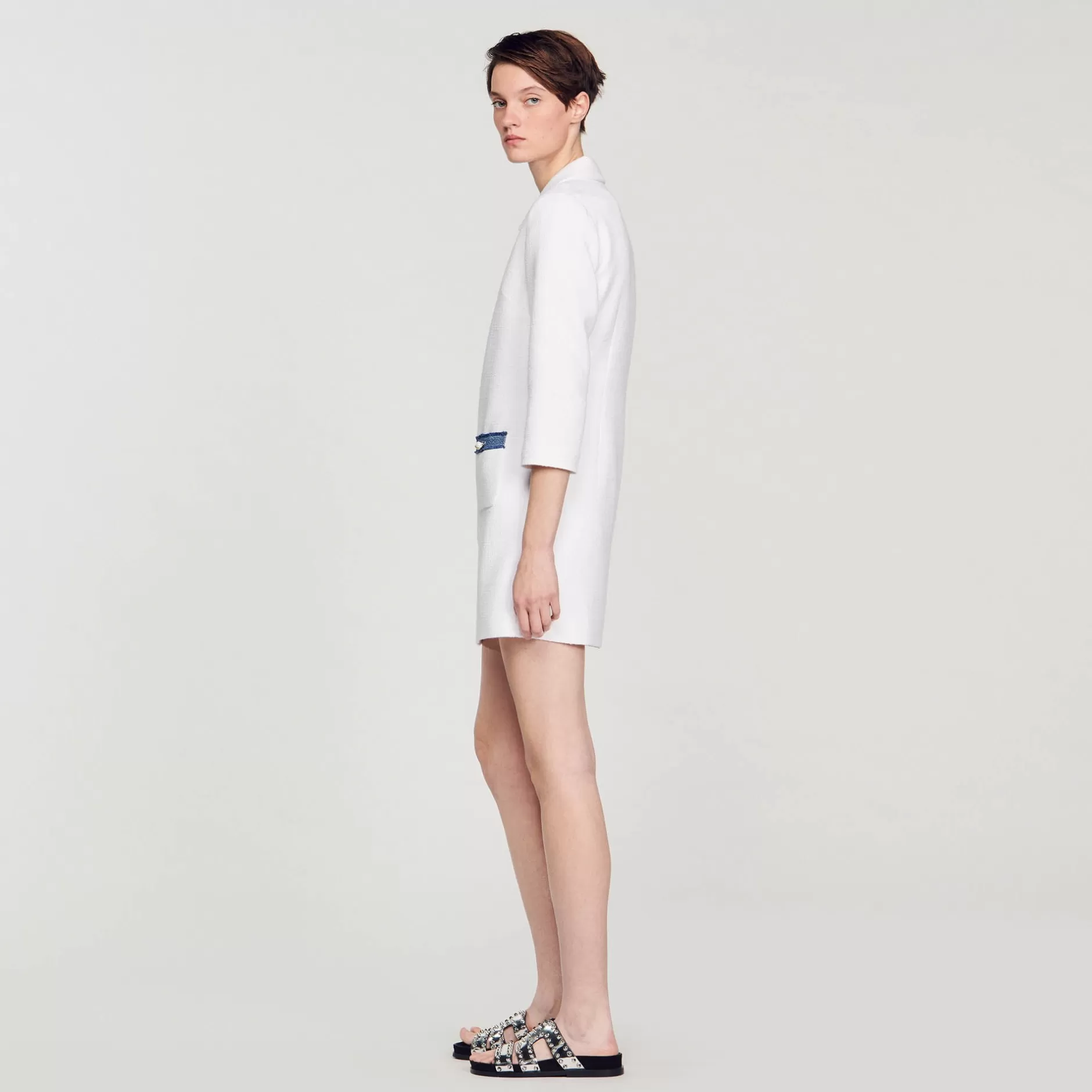 Sandro Abito Corto In Tweed Con Maniche Lunghe<Donna Abiti
