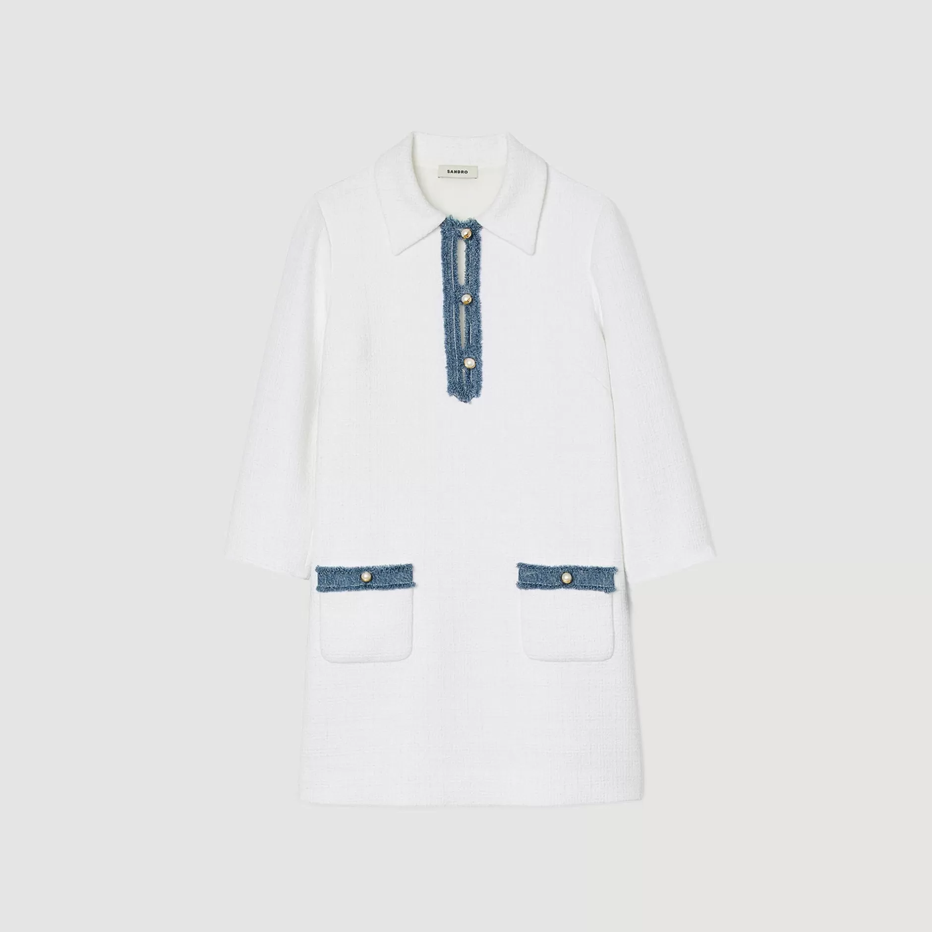 Sandro Abito Corto In Tweed Con Maniche Lunghe<Donna Abiti