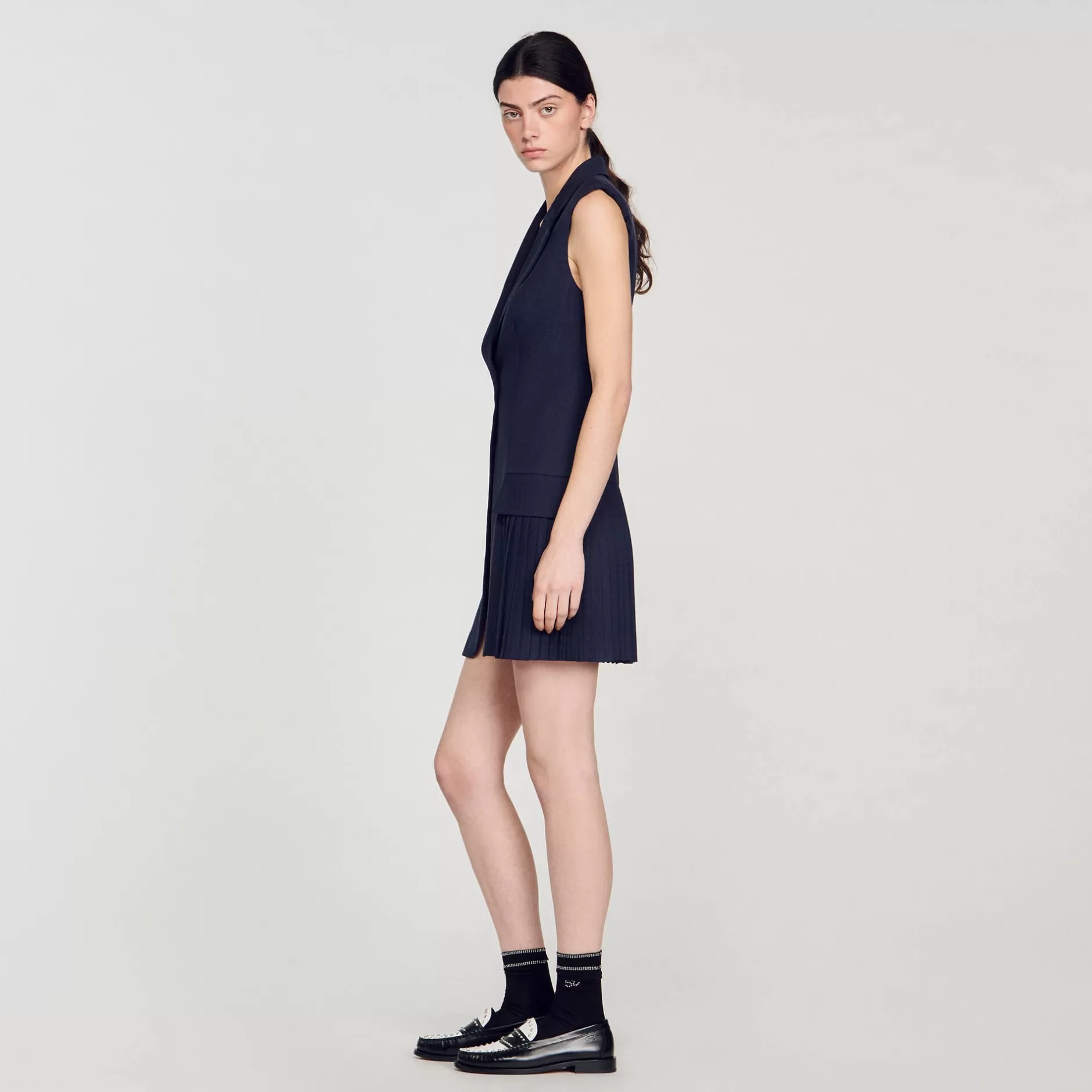 Sandro Abito Corto Stile Tailleur A Pieghe<Donna Abiti