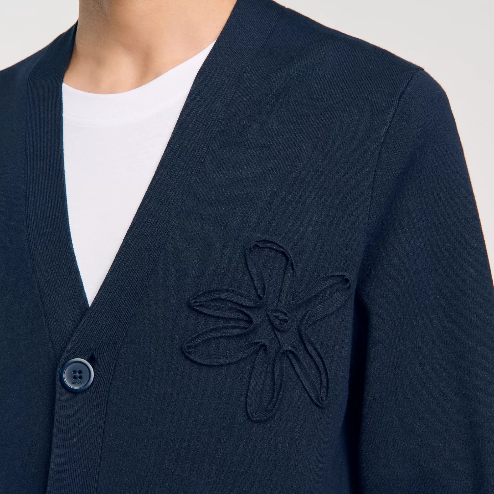 Sandro Cardigan Con Dettaglio A Fiore<Uomo Maglioni & Cardigan