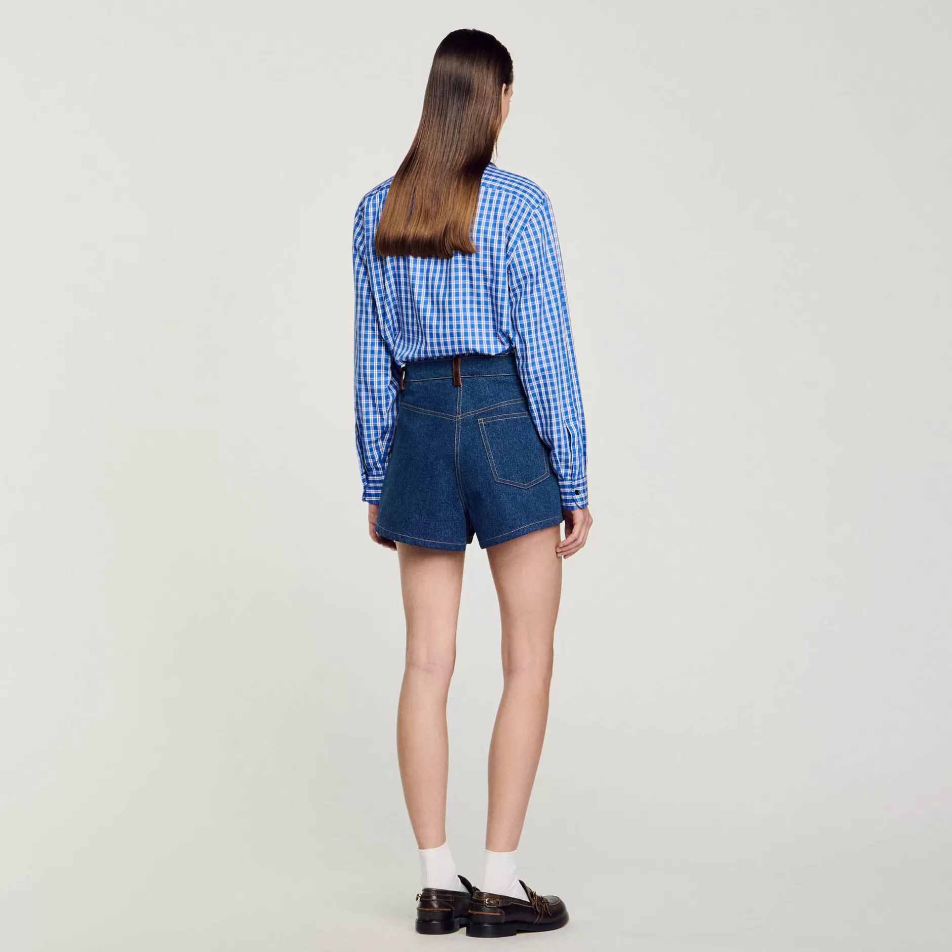 Sandro Shorts Di Jeans Con Dettagli In Pelle<Donna Sets | Gonne & Short